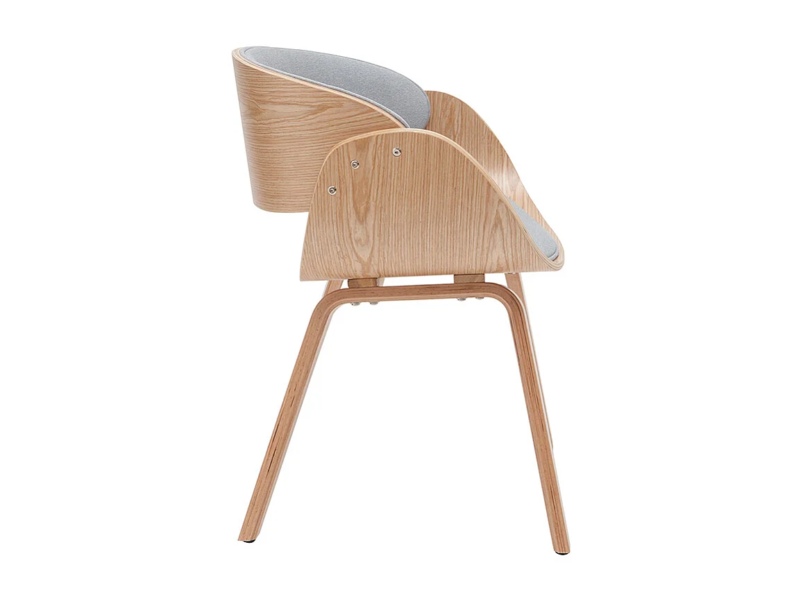 Design-Stuhl hellgrau und helles Holz BENT