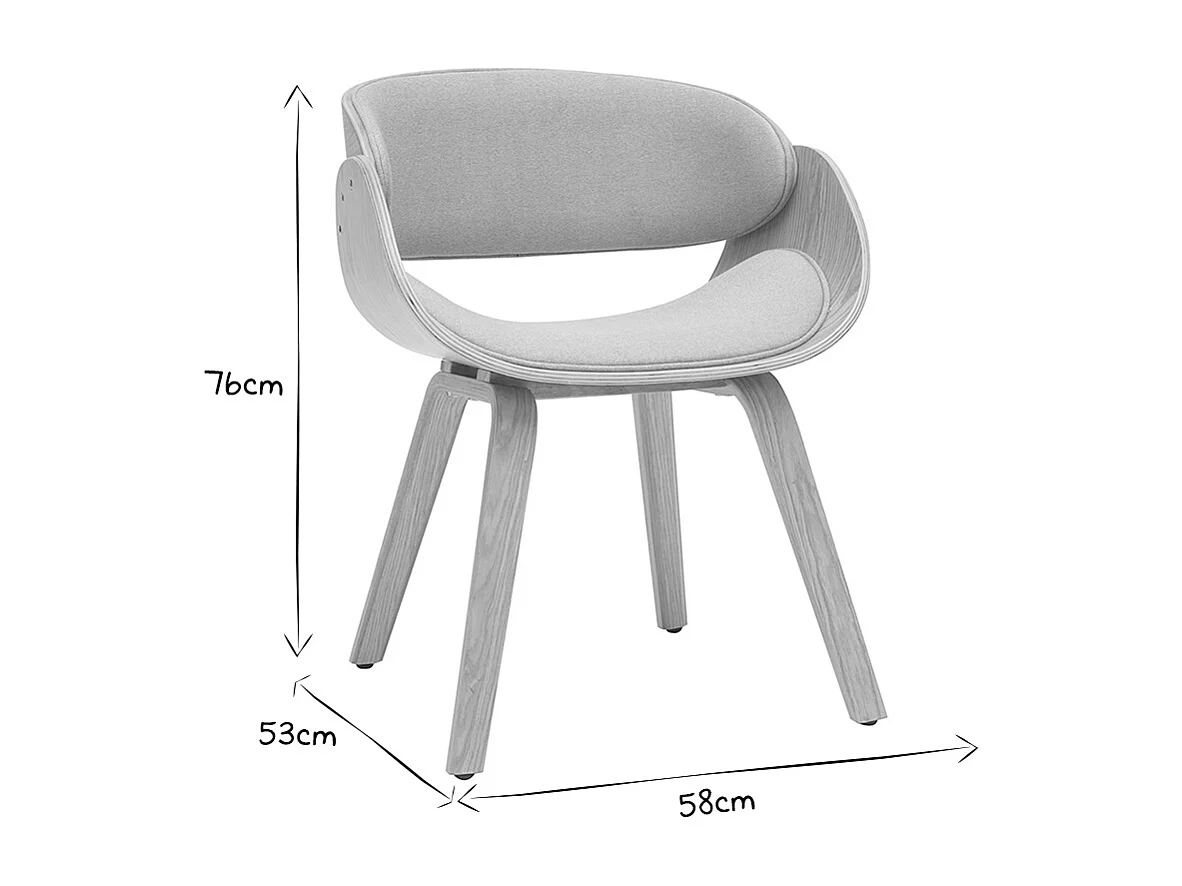 Design-Stuhl hellgrau und helles Holz BENT