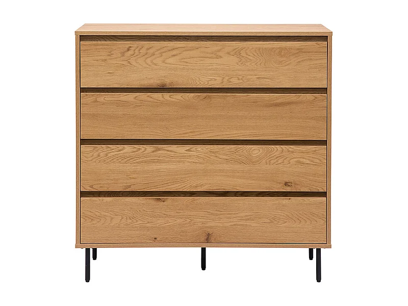 Commode finition bois clair chêne 4 tiroirs L100 cm ARAGON