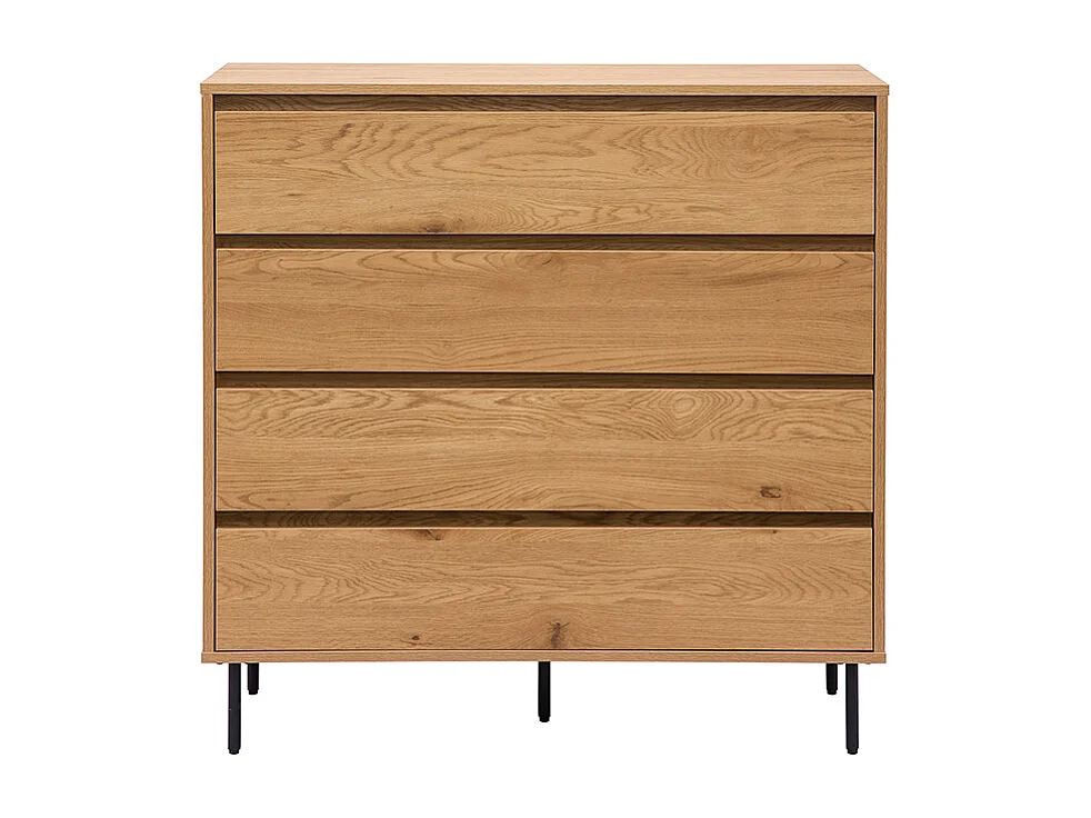 Commode finition bois clair chêne 4 tiroirs L100 cm ARAGON