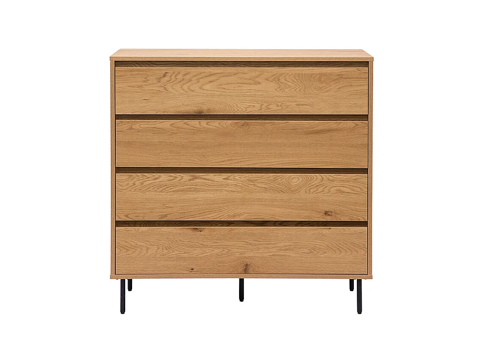 Commode finition bois clair chêne 4 tiroirs L100 cm ARAGON