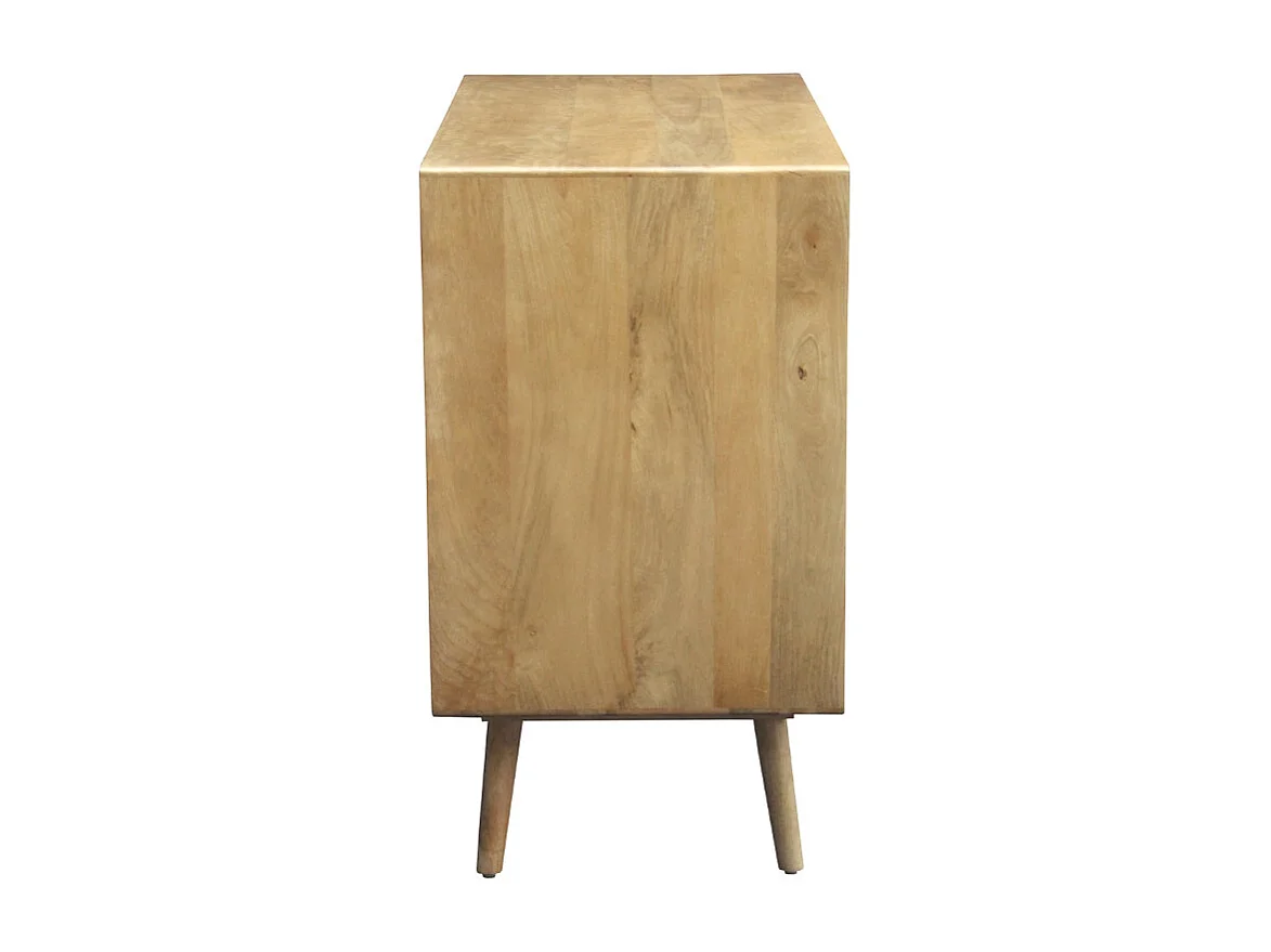 Kommode aus massivem Mangoholz und Rattan-Rohrgeflecht 3 Schubladen B90 cm ACANGE