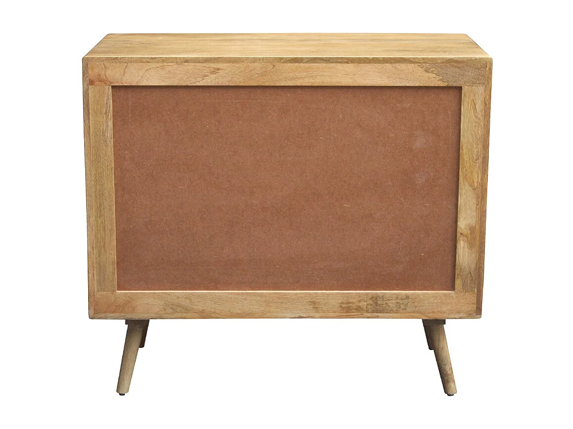 Cómoda de madera maciza de mango y caña de ratán 3 cajones 90 cm ACANGE