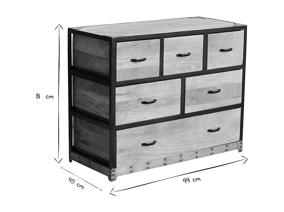 Cómoda industrial madera maciza INDUSTRIA