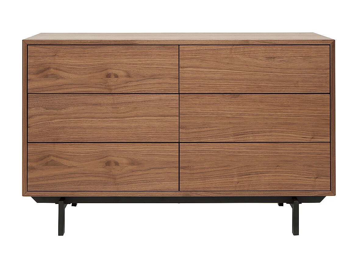 Comò vintage 6 cassetti noce e metallo L120 cm MANNY