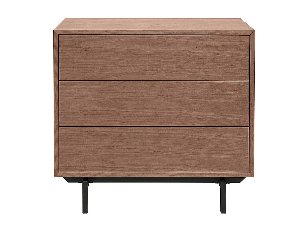 Comò vintage 3 cassetti noce e metallo L80,5 cm MANNY