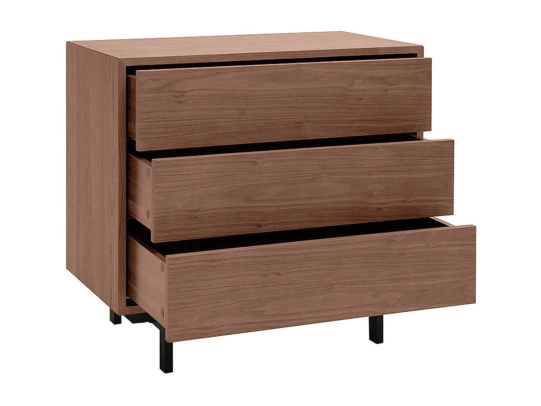 Comò vintage 3 cassetti noce e metallo L80,5 cm MANNY