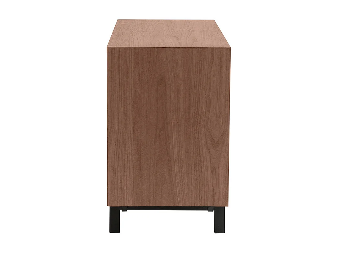 Commode vintage en bois foncé noyer et métal noir 3 tiroirs L81 cm MANNY