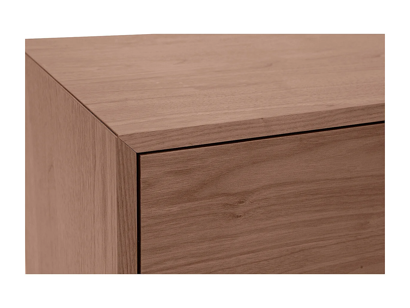 Commode vintage en bois foncé noyer et métal noir 3 tiroirs L81 cm MANNY