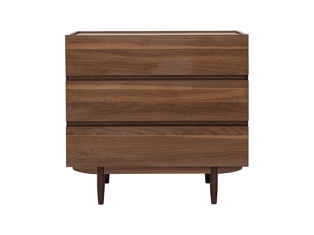 Commode finition bois foncé noyer 3 tiroirs L80 cm SANAA
