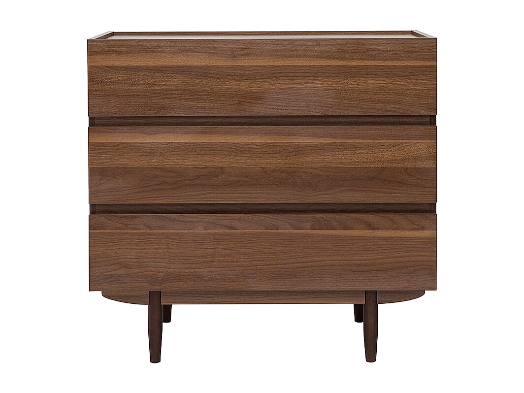 Commode finition bois foncé noyer 3 tiroirs L80 cm SANAA