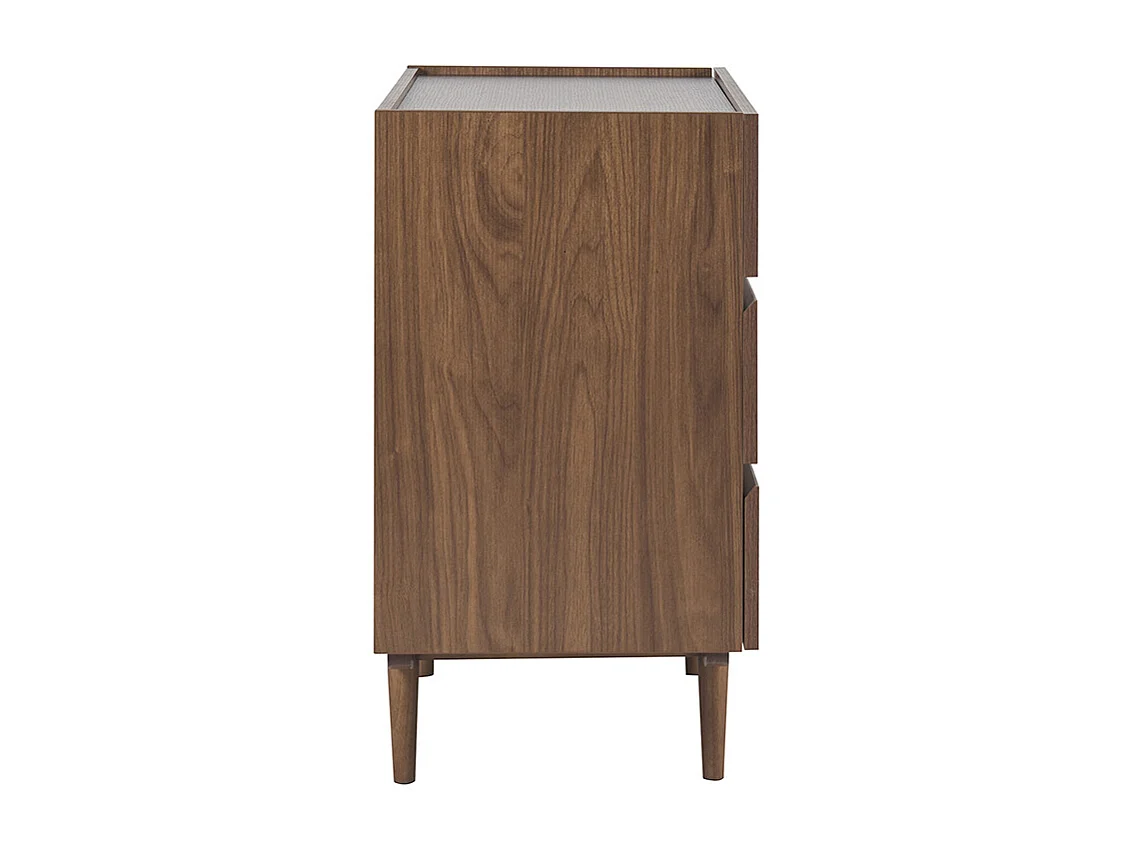 Commode finition bois foncé noyer 3 tiroirs L80 cm SANAA