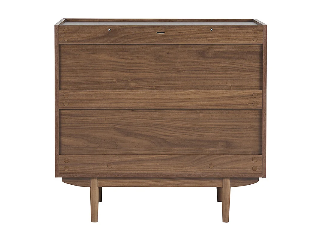 Commode finition bois foncé noyer 3 tiroirs L80 cm SANAA