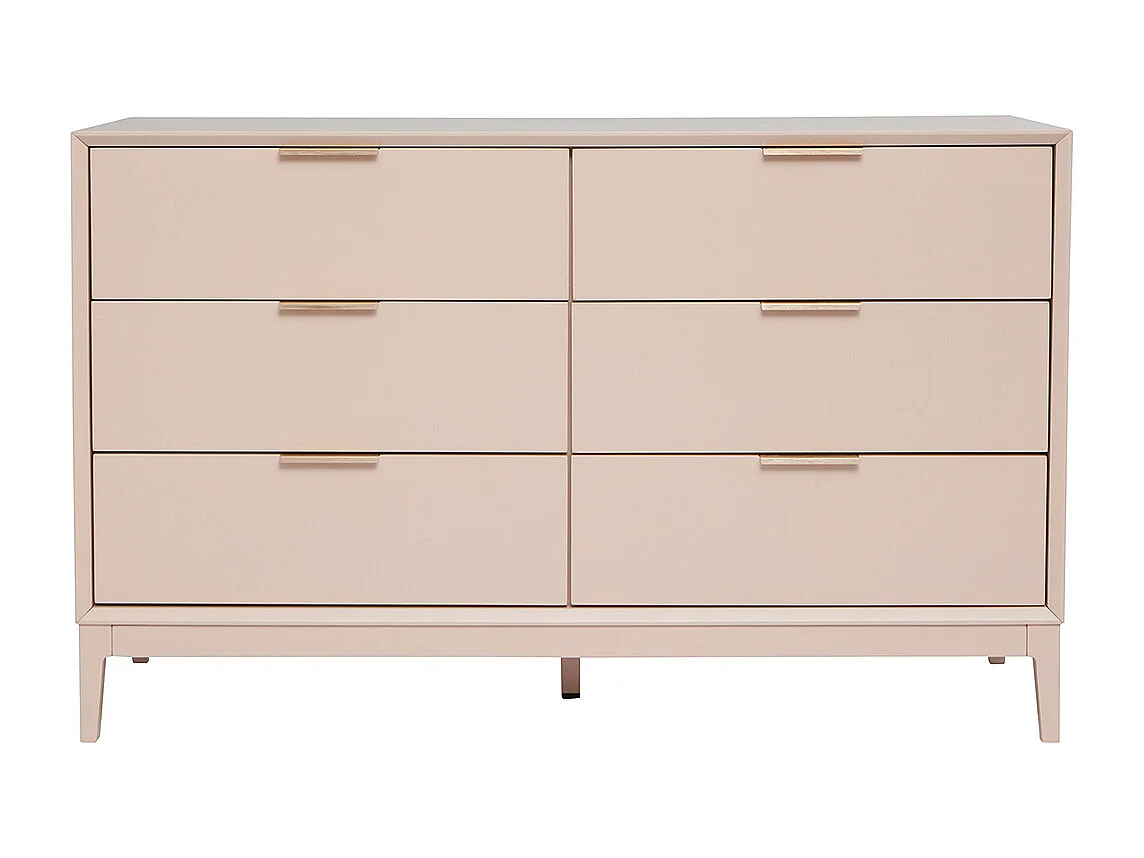 Comò rosa cipria e metallo dorato 6 cassetti L120 cm GIANA