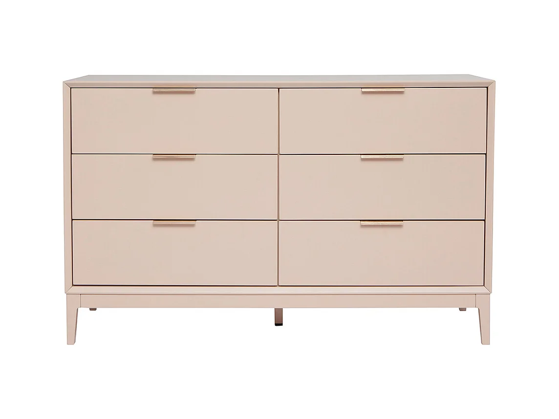 Commode rose poudré et métal doré 6 tiroirs L120 cm GIANA