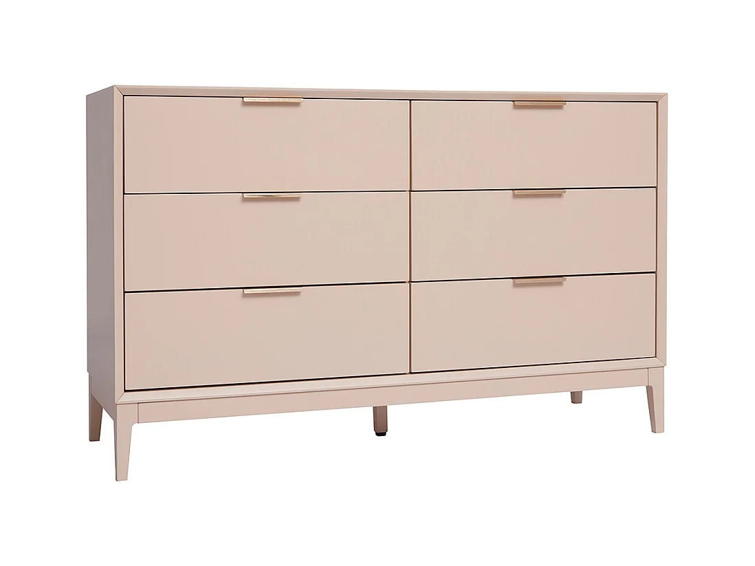 Cómoda de 6 cajones rosa palo y metal dorado 120 cm GIANA