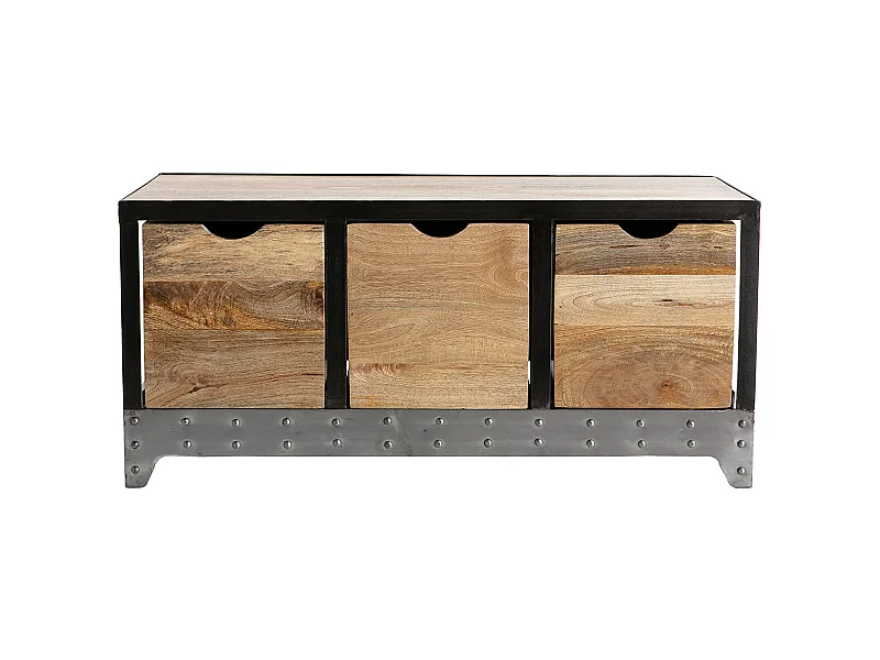 Industrielles Aufbewahrungs- / Schuhmöbel ATELIER Massivholz und Metall