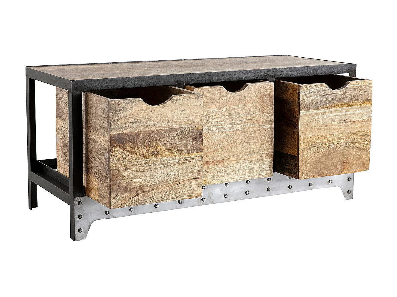 Industrielles Aufbewahrungs- / Schuhmöbel ATELIER Massivholz und Metall