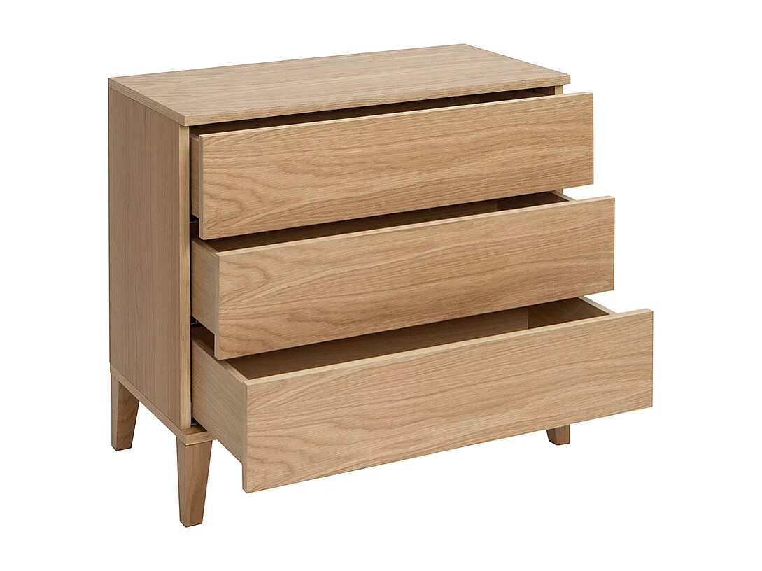 Commode scandinave en bois clair chêne 3 tiroirs L80 cm FREDDY