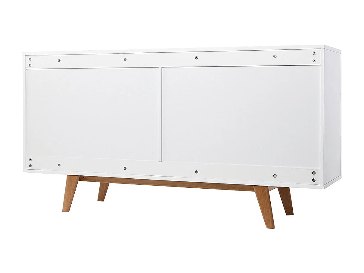 Cómoda escandinava blanco brillante y fresno 6 cajones MELKA