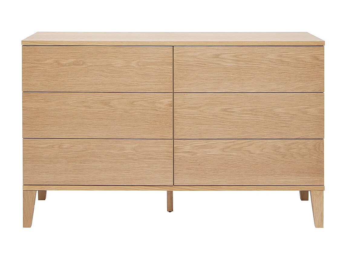 Commode en bois clair chêne 6 tiroirs L120 cm FREDDY