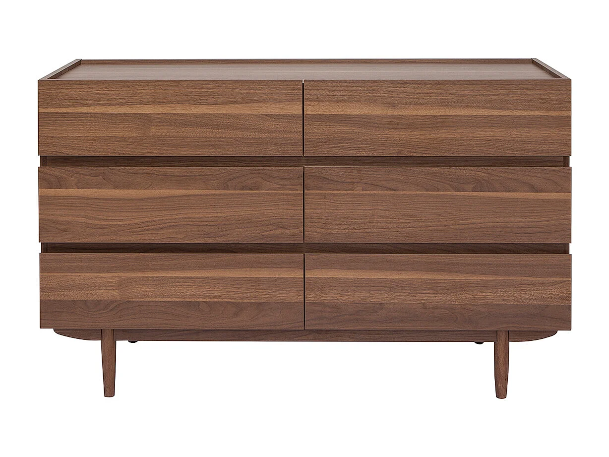 Commode finition bois foncé noyer 6 tiroirs L120 cm SANAA