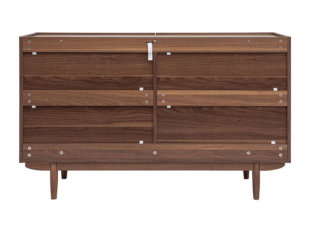 Commode finition bois foncé noyer 6 tiroirs L120 cm SANAA