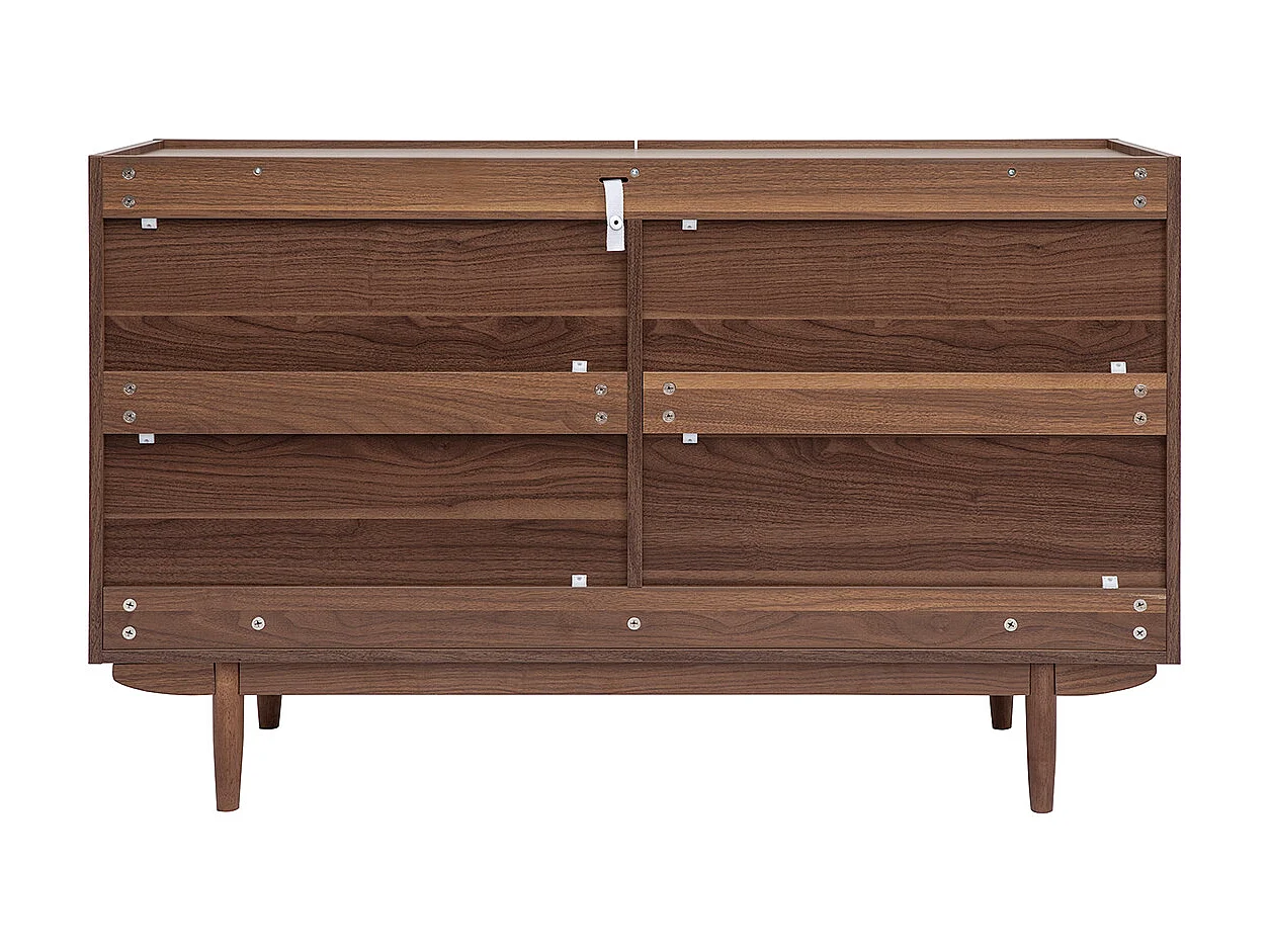 Commode finition bois foncé noyer 6 tiroirs L120 cm SANAA