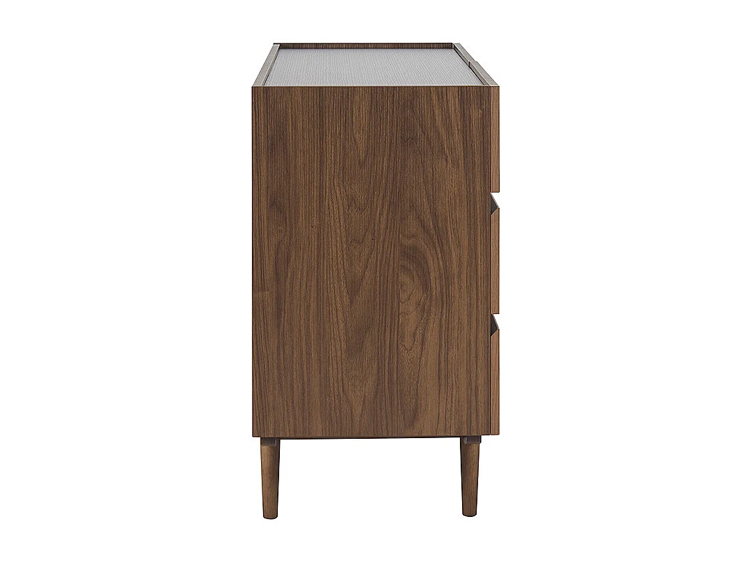 Commode finition bois foncé noyer 6 tiroirs L120 cm SANAA