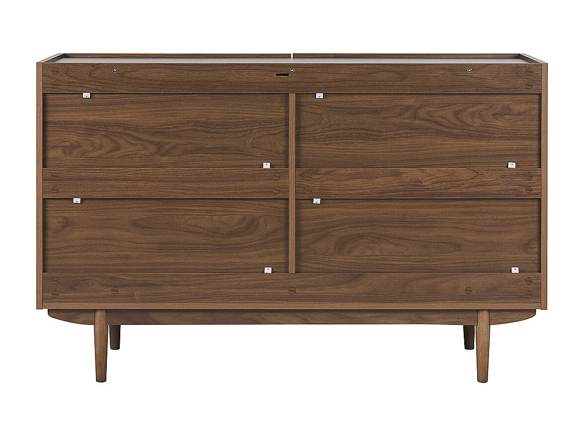 Commode finition bois foncé noyer 6 tiroirs L120 cm SANAA