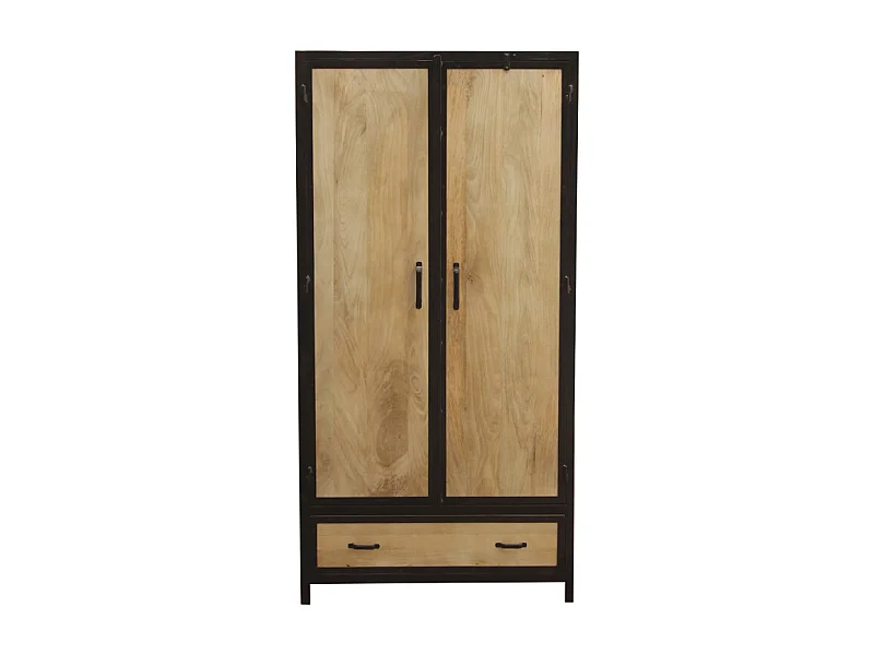 Armoire industrielle en bois massif manguier et métal noir L90 cm INDUSTRIA