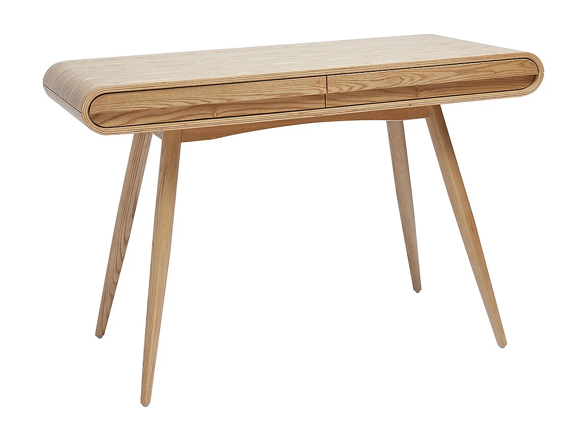 Bureau avec rangements 2 tiroirs scandinave bois clair L120 cm BJORG