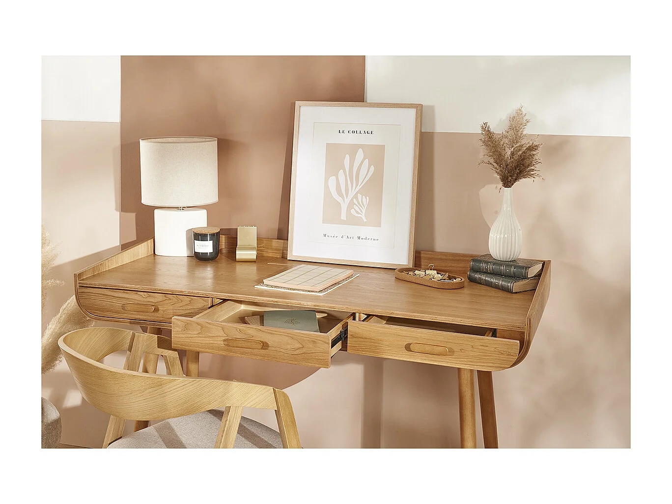 Schreibtisch skandinavisch helles Holz HALLEN