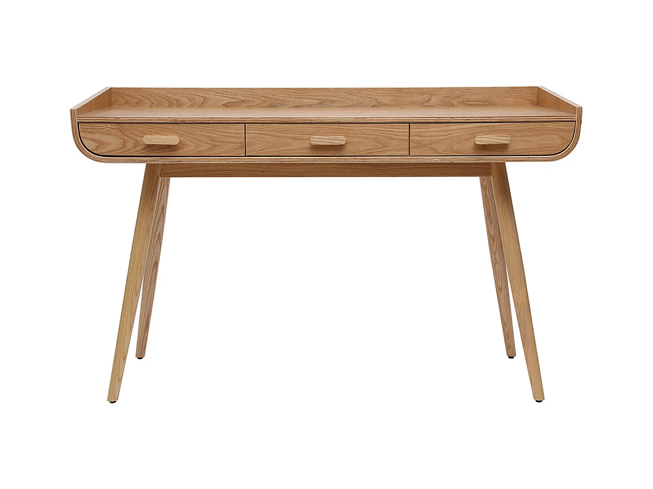 Bureau avec rangements 3 tiroirs scandinave bois clair L132 cm HALLEN