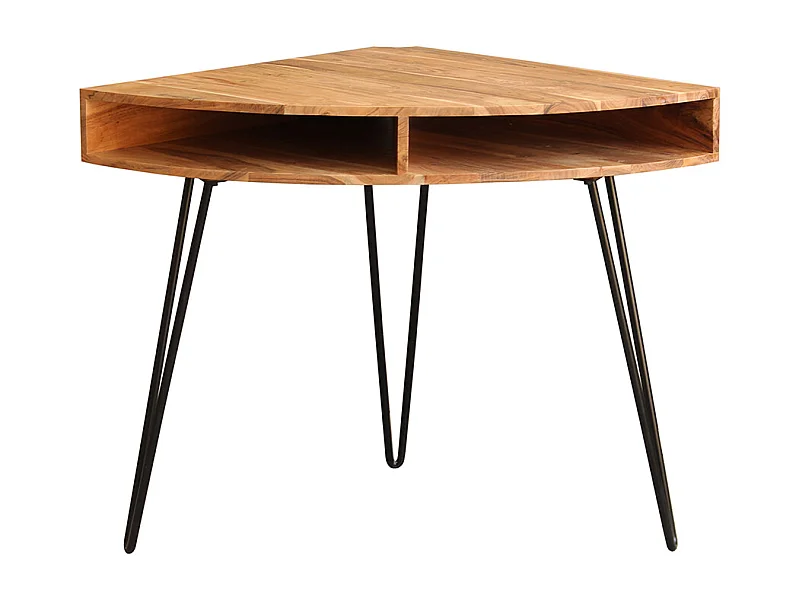 Bureau d'angle avec rangements bois massif et métal noir L75 cm GOSBY