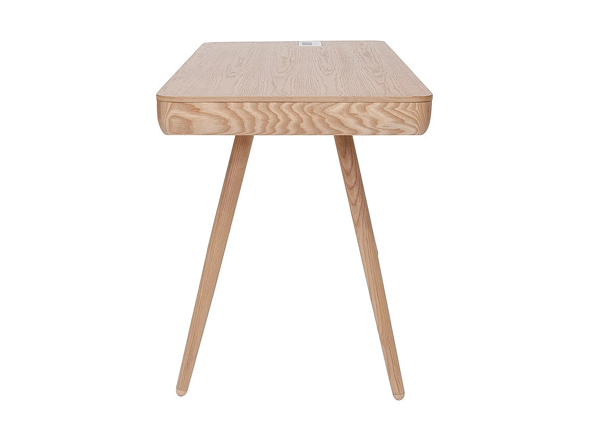 Bureau connecté multimédia  avec tiroir bois clair massif L120 cm CLEVER