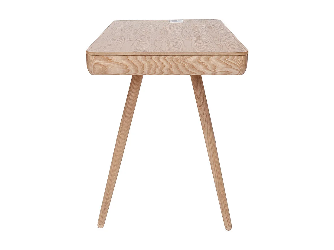 Bureau connecté multimédia  avec tiroir bois clair massif L120 cm CLEVER