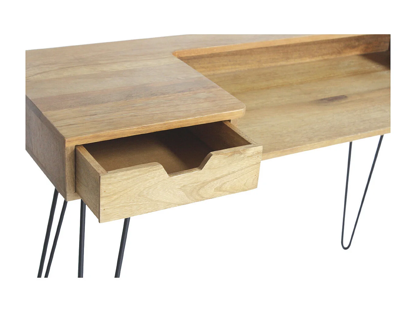 Bureau avec tiroir bois manguier massif et métal noir L116 cm VIBES