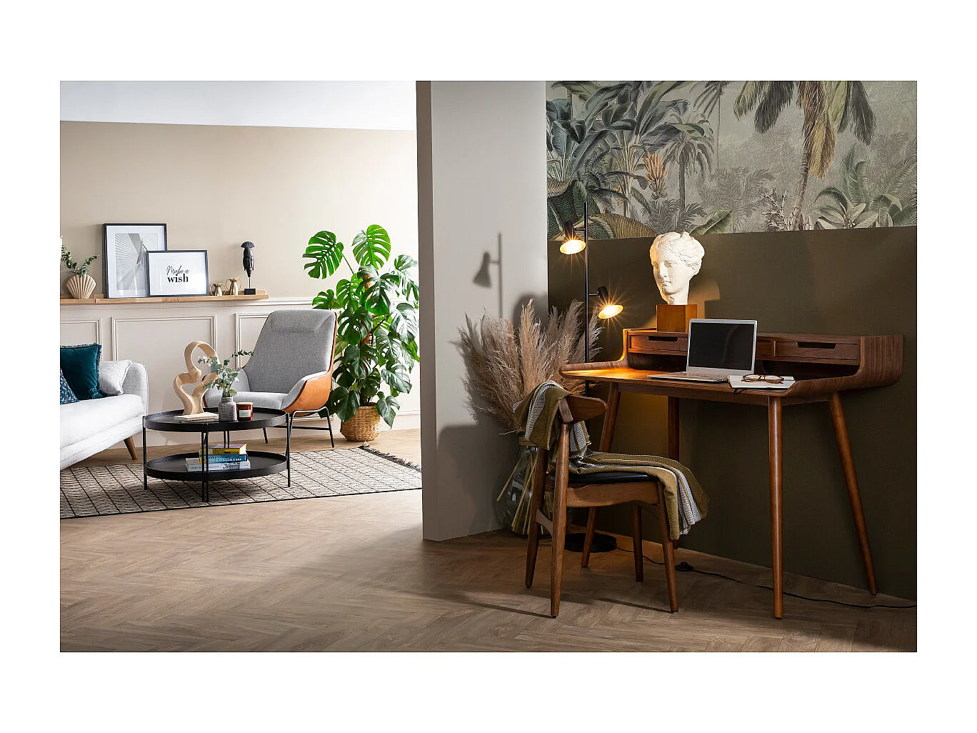 Schreibtisch aus Eschenfurnier 3 Schubladen OPUS