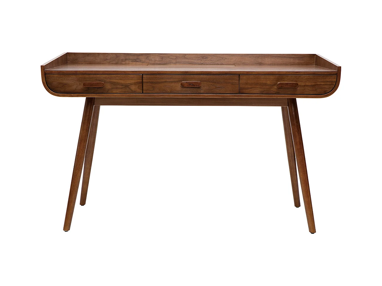 Bureau avec rangements 3 tiroirs vintage bois foncé noyer L132 cm HALLEN