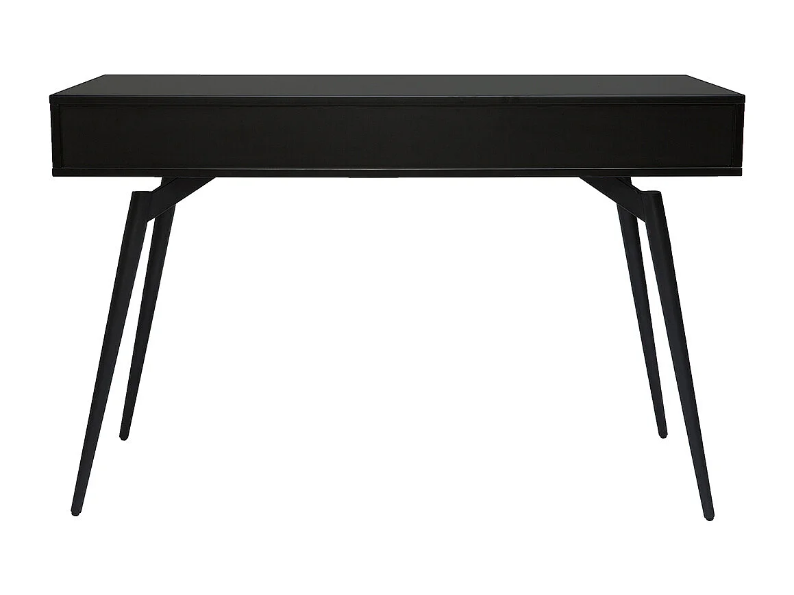 Bureau avec rangements 2 tiroirs design noir mat et bois foncé noyer L120 cm TRIPOLI