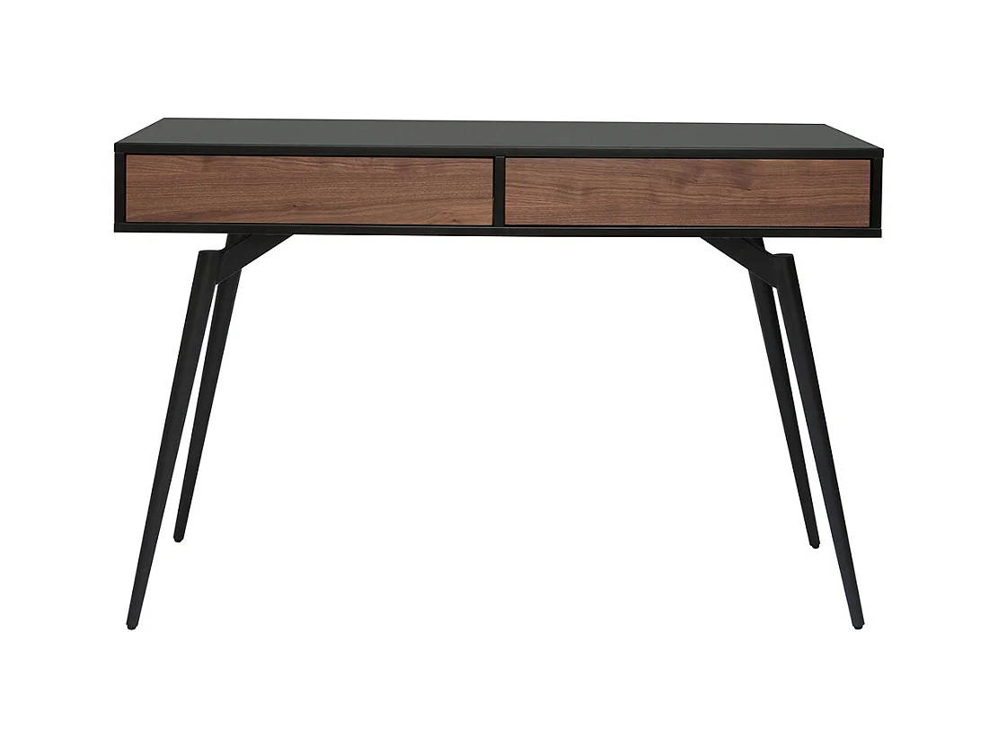 Design-Schreibtisch in mattem Schwarz und Walnussfurnier TRIPOLI