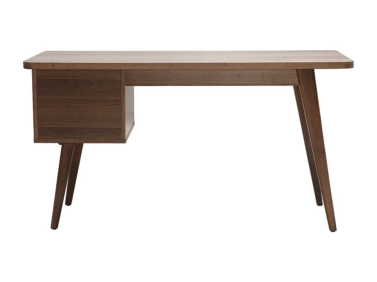 Bureau avec rangements 2 tiroirs bois foncé noyer L140 cm FIFTIES