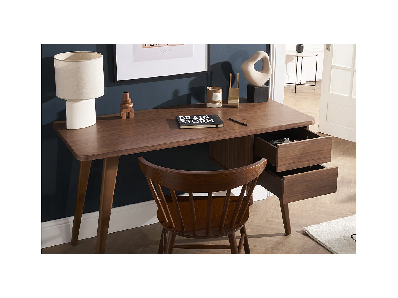 Scrivania design noce L140 cm FIFTIES