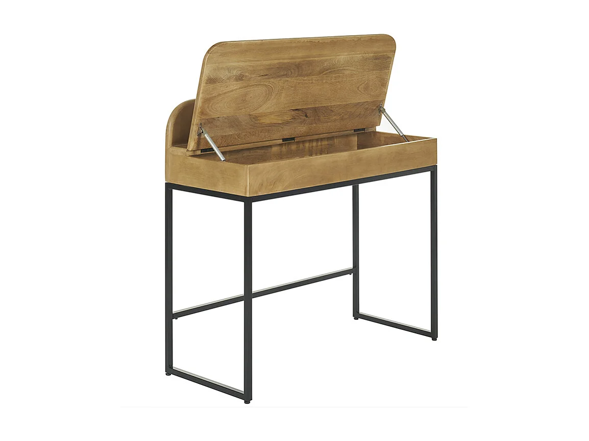 Bureau avec rangement en bois manguier massif L100 cm SHIVA