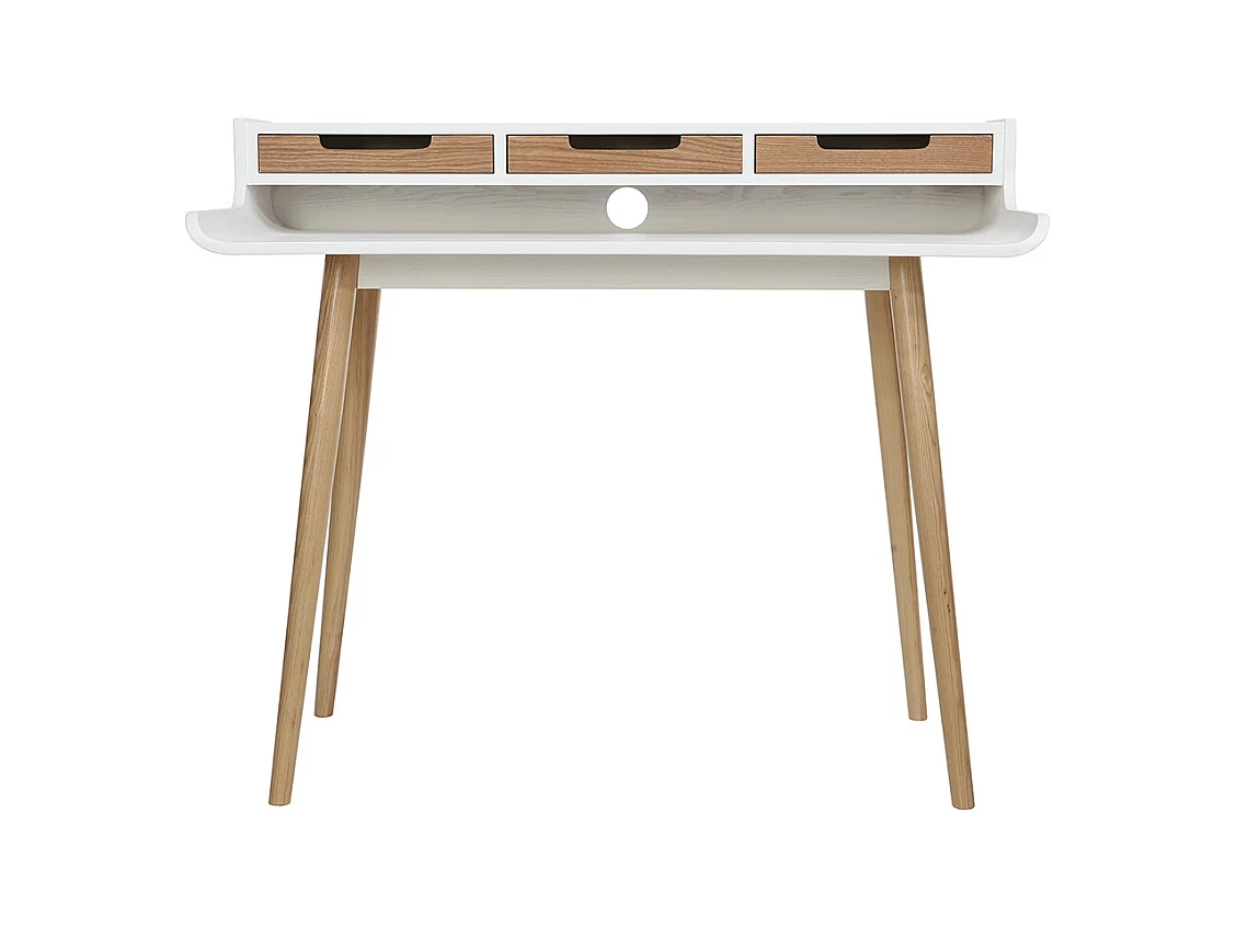 Bureau avec rangements scandinave bois clair et blanc L110 cm OPUS