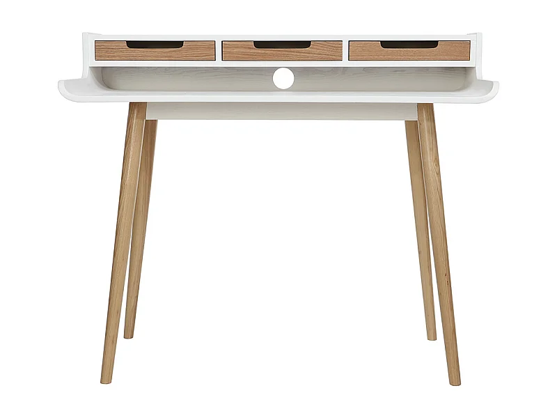 Bureau avec rangements scandinave bois clair et blanc L110 cm OPUS