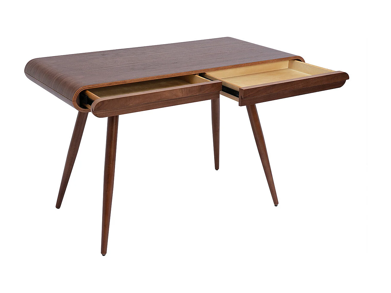 Bureau avec rangements 2 tiroirs vintage bois foncé noyer L120 cm BJORG