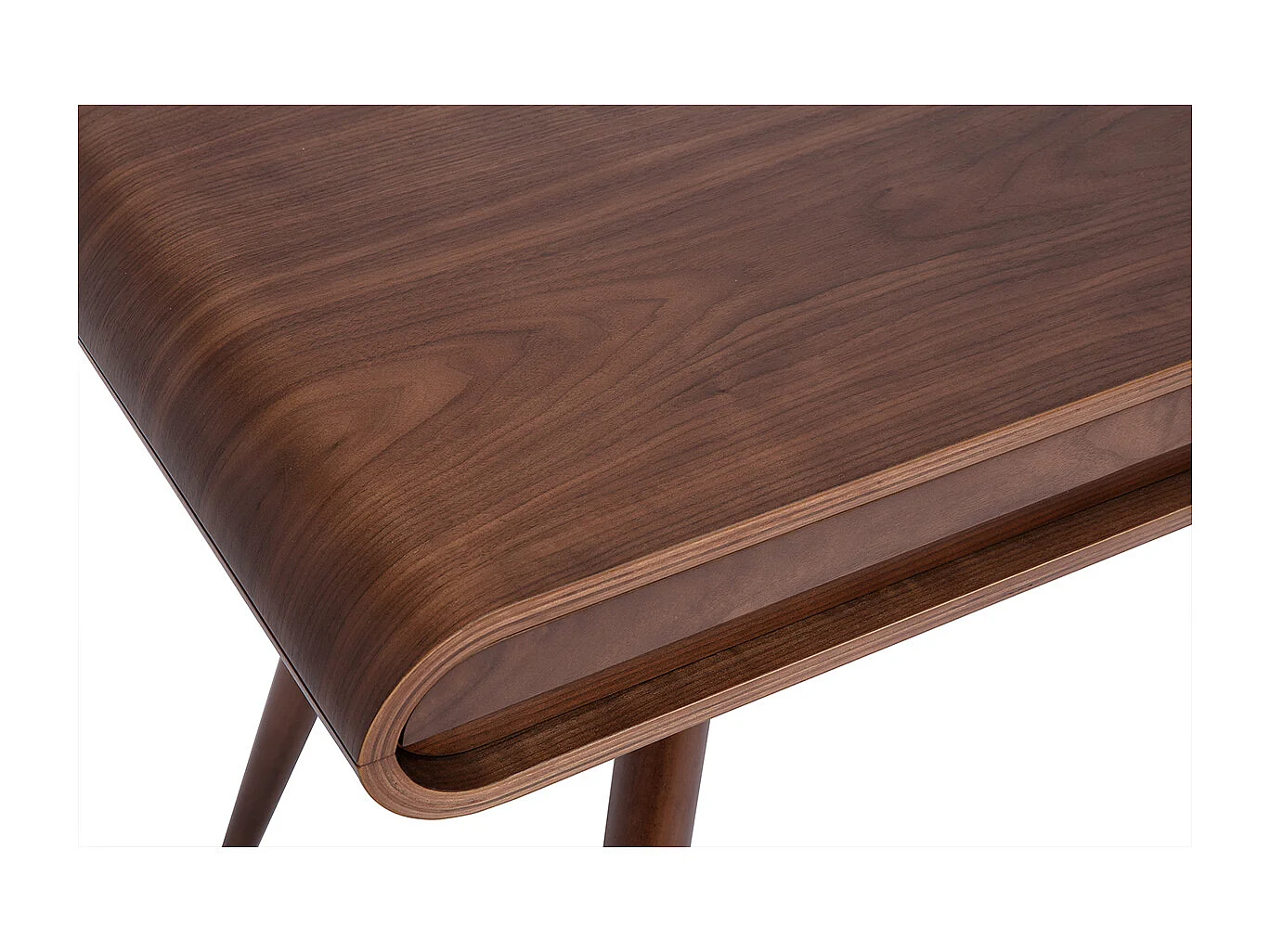 Bureau avec rangements 2 tiroirs vintage bois foncé noyer L120 cm BJORG