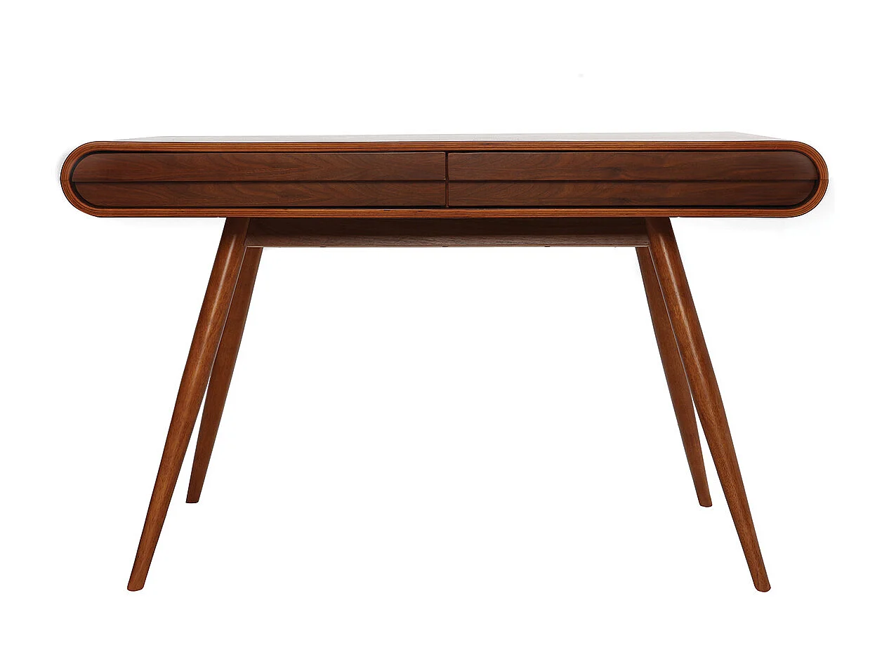 Bureau avec rangements 2 tiroirs vintage bois foncé noyer L120 cm BJORG